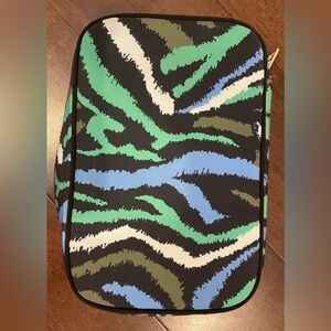 DVF Diane Von Furstenberg Target Travel Jewelry Bag Disco Zebra Green EUC